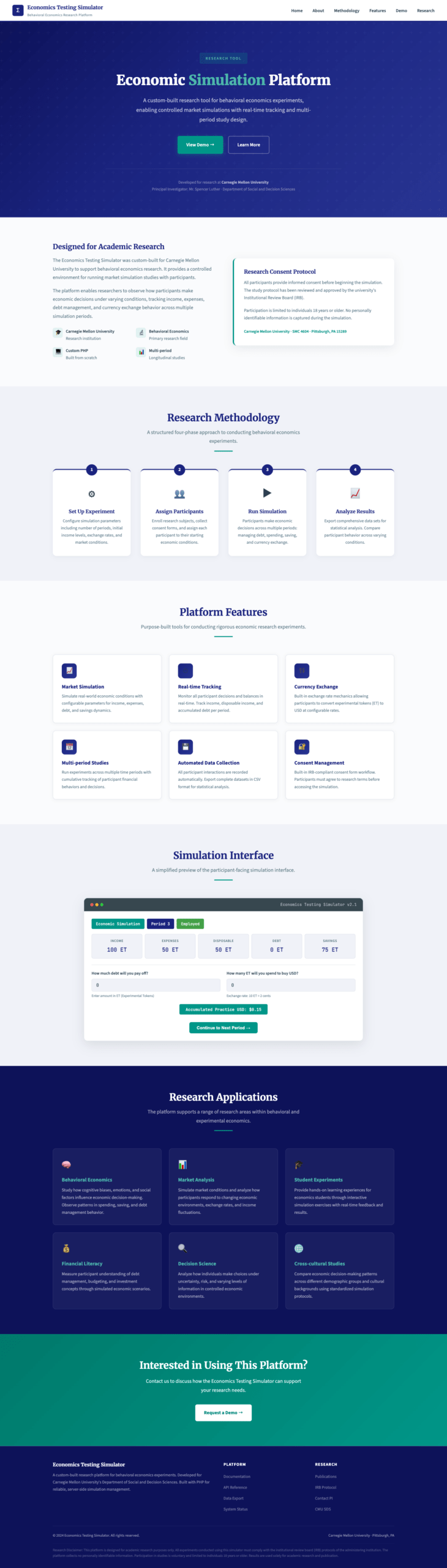 Economics Simulator desktop view