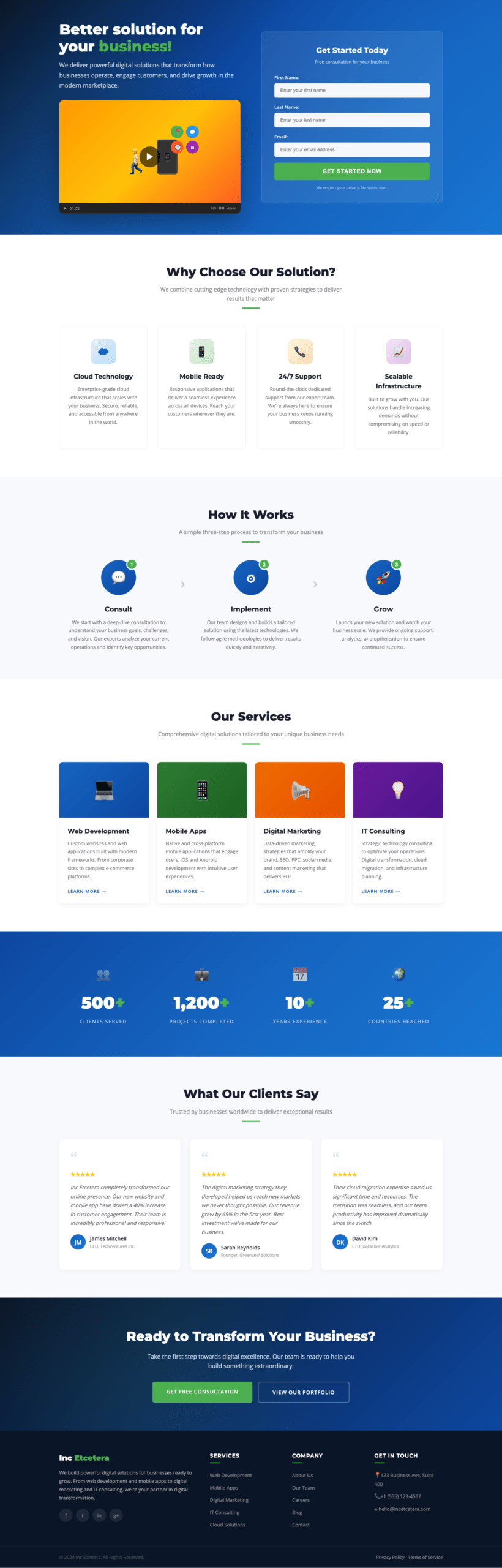 Inc Etcetera desktop view