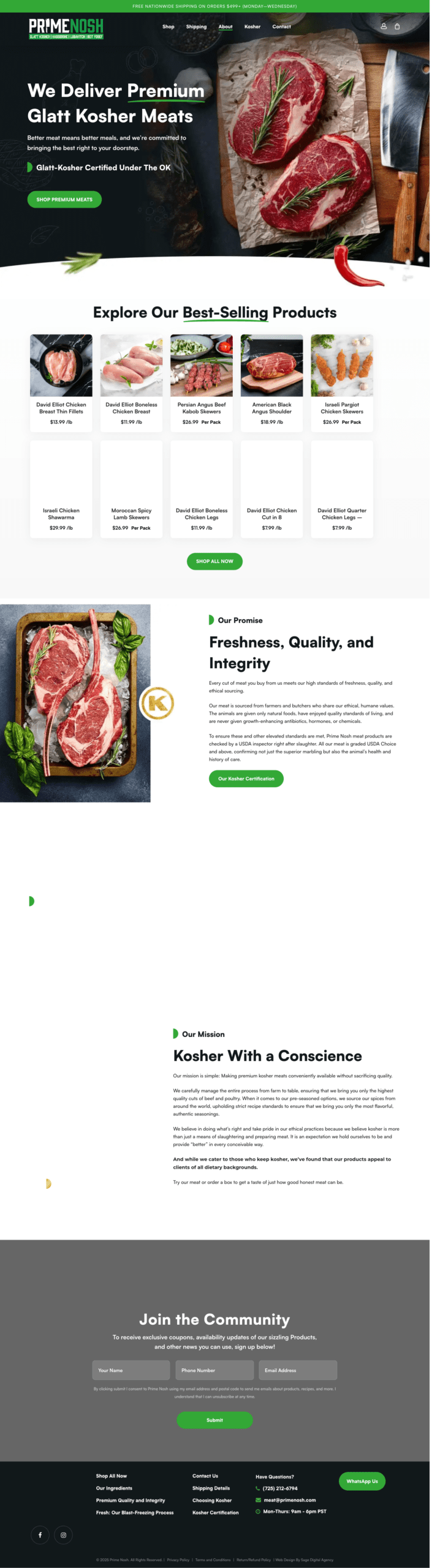 PrimeNosh desktop view